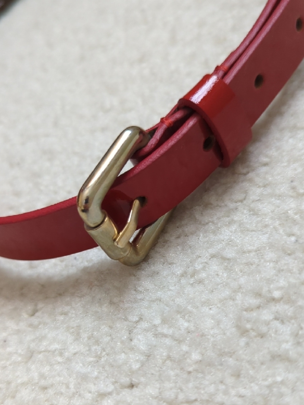 Weekend Max Mara Two-Tone Red and Brown Leather Belt with Gold Buckle S Size - Picture 4 of 5